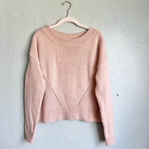 Aeropostale Soft Pink Metallic Fall Holiday Crew Neck Sweater‎ Size Medium EUC